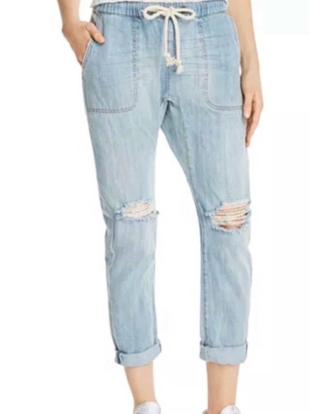 One Teaspoon Light Blue Distressed Boyfriend Jeans